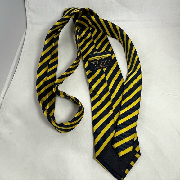 Creazioni Tucci Firenze Silk Tie Yellow & Navy - Picture 4 of 4